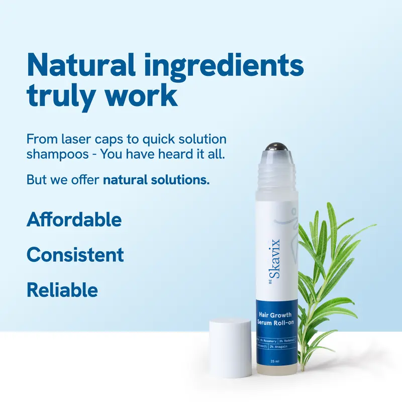 Advanced Hair Growth Roll-On Serum | 3% Rosemary | 2% Aminexil | 3% Redensy l 2% Anagain | Precision Scalp Applicator Paraben & Sulphate Free Non oily and mess free