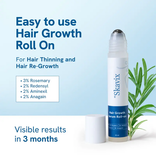 Advanced Hair Growth Roll-On Serum | 3% Rosemary | 2% Aminexil | 3% Redensy l 2% Anagain | Precision Scalp Applicator Paraben & Sulphate Free Non oily and mess free