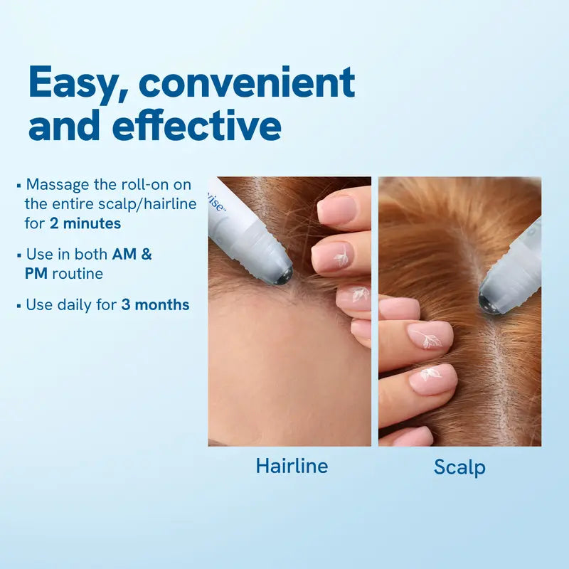 Advanced Hair Growth Roll-On Serum | 3% Rosemary | 2% Aminexil | 3% Redensy l 2% Anagain | Precision Scalp Applicator Paraben & Sulphate Free Non oily and mess free
