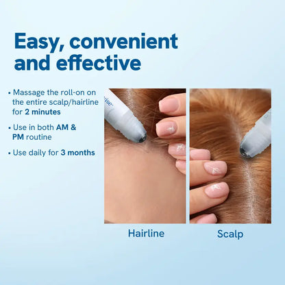 Advanced Hair Growth Roll-On Serum | 3% Rosemary | 2% Aminexil | 3% Redensy l 2% Anagain | Precision Scalp Applicator Paraben & Sulphate Free Non oily and mess free